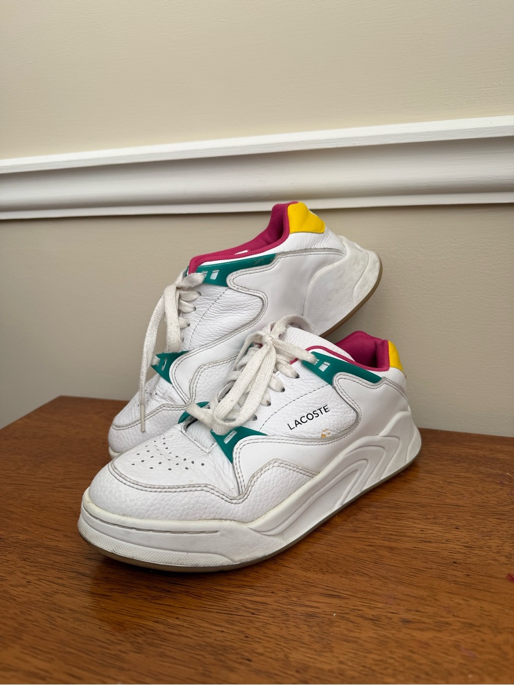 Lacoste Women’s White Retro Sneakers Bold Accents